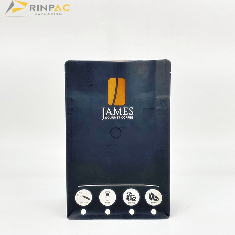 New Custom Recyclable 12oz 5lb Coffee Bag Wholesale Coffee Packages Flat Bottom Coffee Bag With Valve