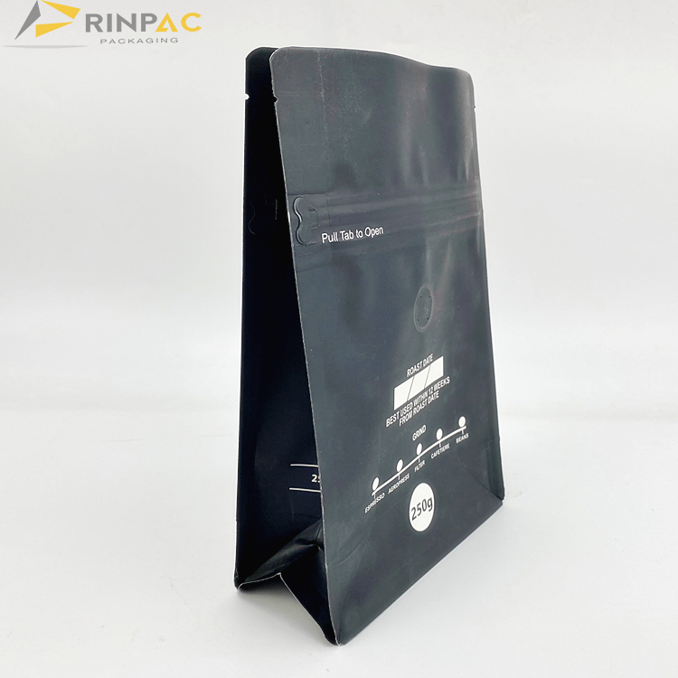 New Custom Recyclable 12oz 5lb Coffee Bag Wholesale Coffee Packages Flat Bottom Coffee Bag With Valve