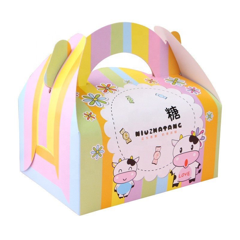 Customized Logo Pastry Food Use Cookie Donut Macaroon Pizza Bread Sweet Bakery Empty Paper Packaging Cake Box with Windows