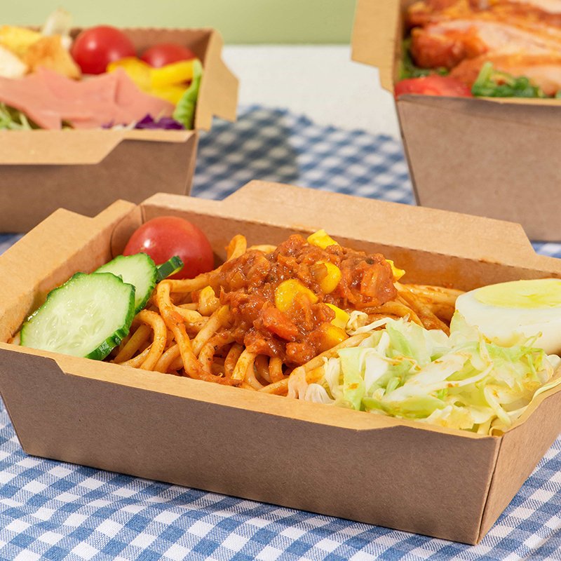 Wholesale Kraft Packaging Paper Take Out Lunch Salad Fruit Meal Box With Pvc Window