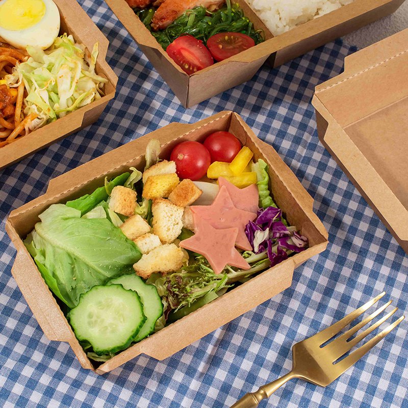 Wholesale Kraft Packaging Paper Take Out Lunch Salad Fruit Meal Box With Pvc Window