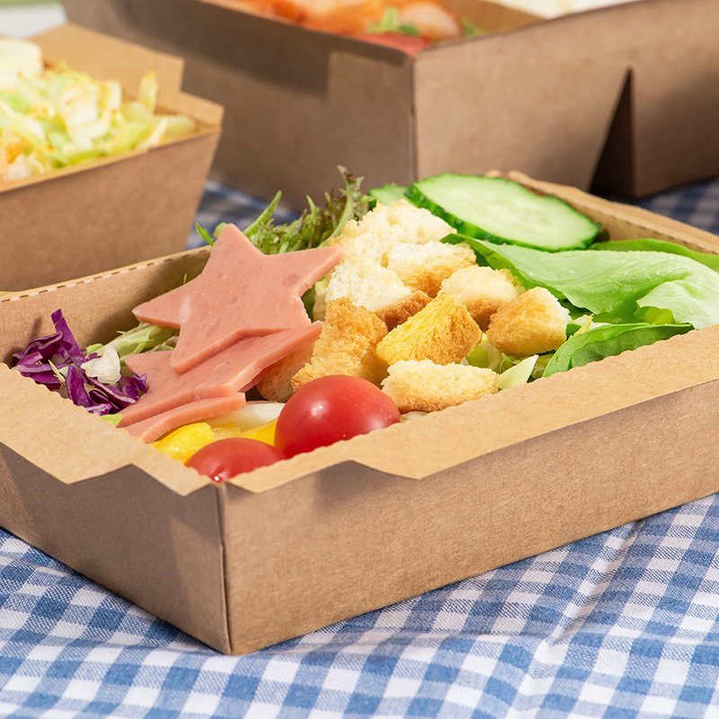Wholesale Kraft Packaging Paper Take Out Lunch Salad Fruit Meal Box With Pvc Window