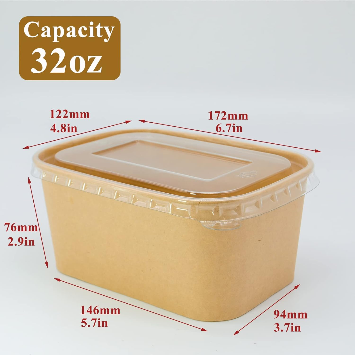 Disposable kraft paper salad bowls with lid Oil-Proof Soup Bowls, Perfect for Restaurant Salad Noodle Hot Cold Take out box