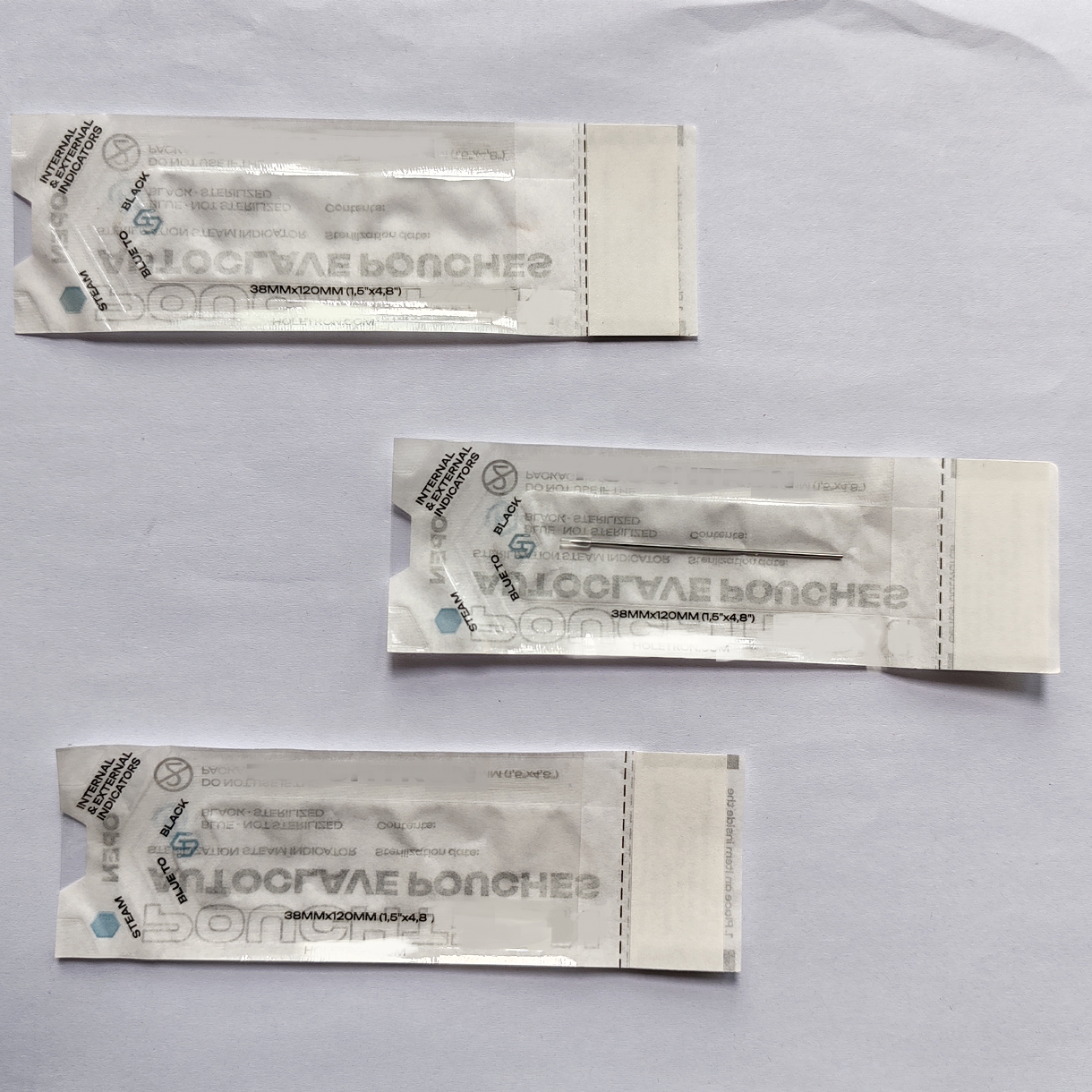 Factory direct sales autoclave sterilization pouch 38x120mm 1.5x4.8" steam indicator self-sealing bag