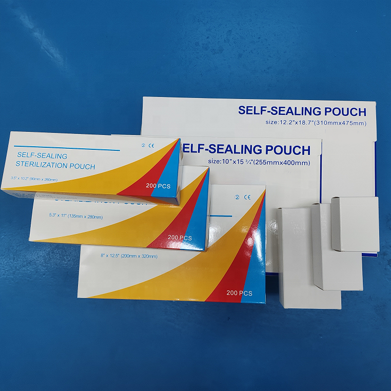 Factory direct sales autoclave sterilization pouch 38x120mm 1.5x4.8" steam indicator self-sealing bag