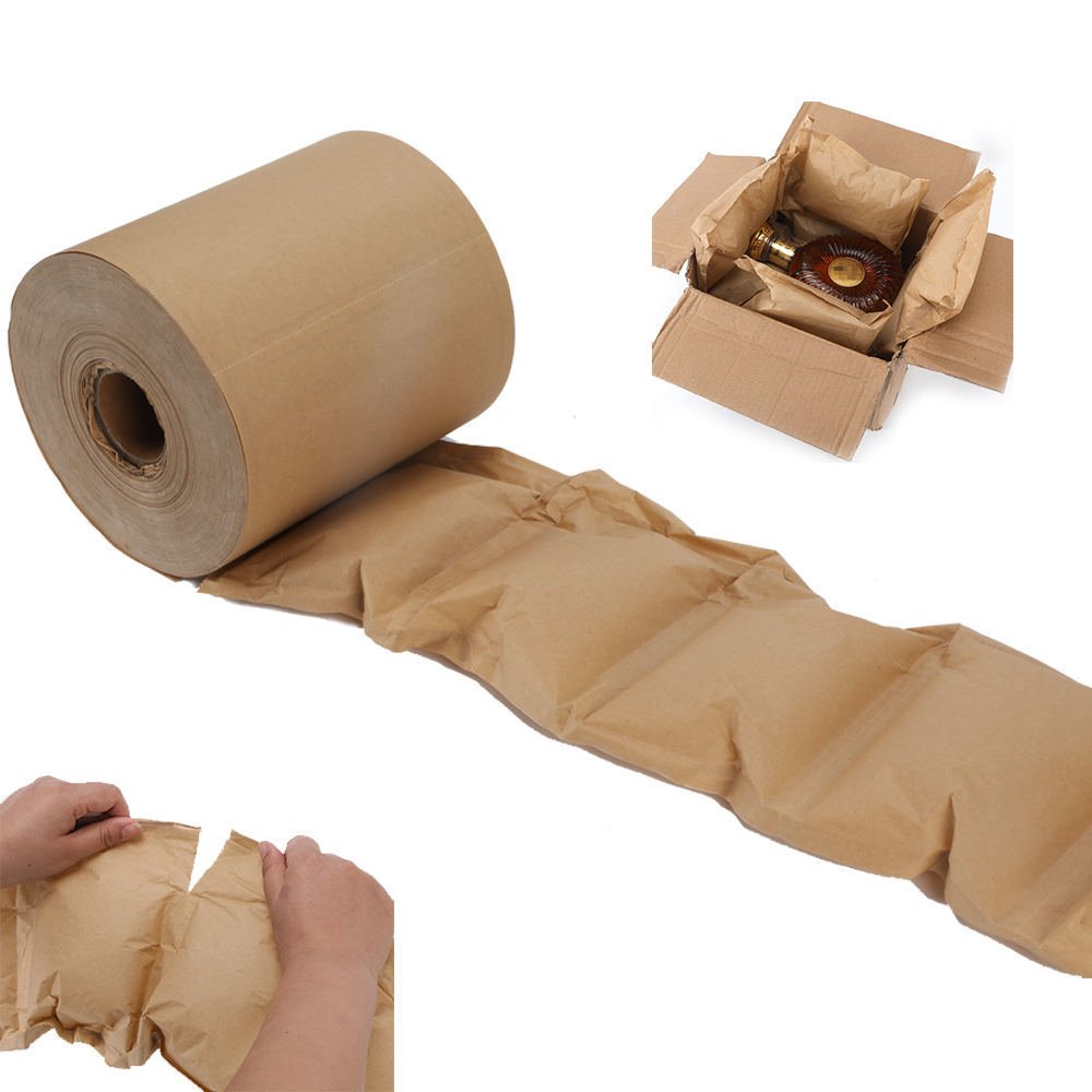 100% biodegradable paper air pillow for packaging Eco-Friendly Moving Green Wrap Recycled Wood Packaging Paper Air Bag Roll