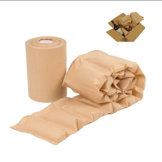 100% biodegradable paper air pillow for packaging Eco-Friendly Moving Green Wrap Recycled Wood Packaging Paper Air Bag Roll
