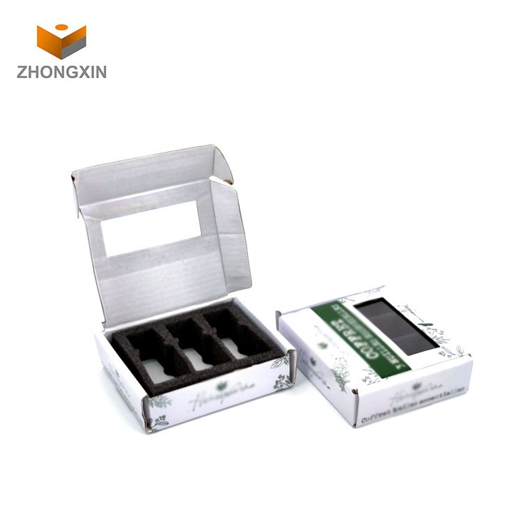 Custom Made Plastic Window UV Print Matt White Box Folder Corrugated Paper Packaging Box With Eva Foam Die Cut Inserts