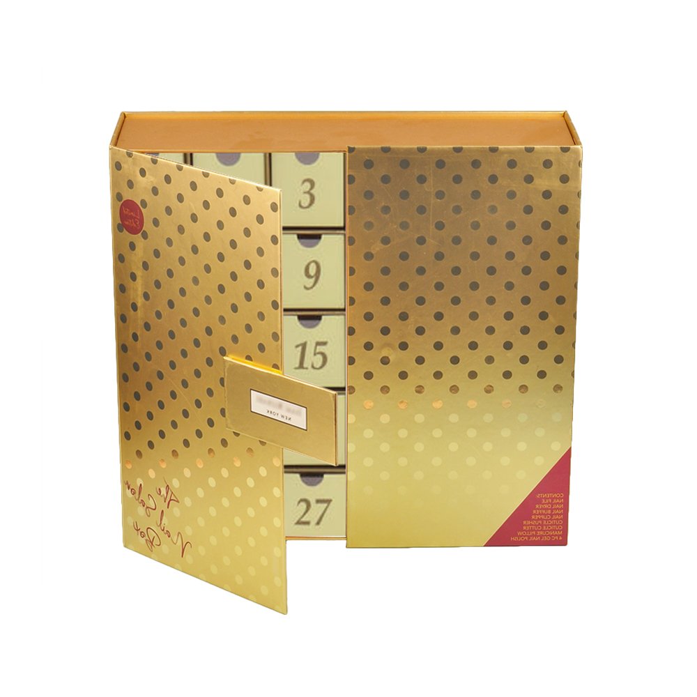 Luxury custom chocolate cosmetic cardboard advent calendar packaging gift boxes for Christmas