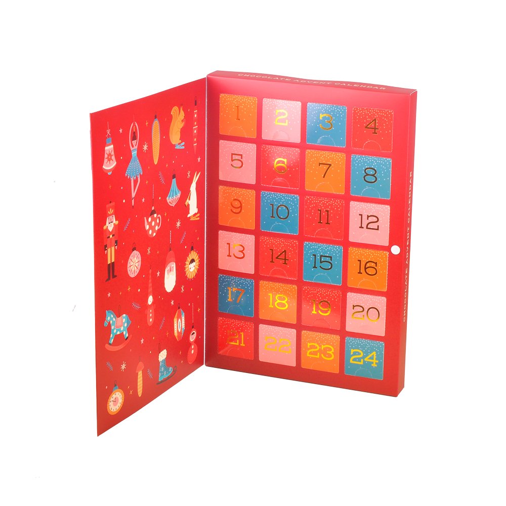 Luxury custom chocolate cosmetic cardboard advent calendar packaging gift boxes for Christmas