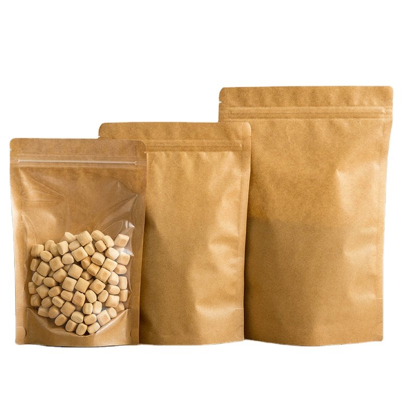 Hot Sale Brown Kraft Zipper Paper Bags for Food Washable & for Industrial Use Packaging & Printing Products