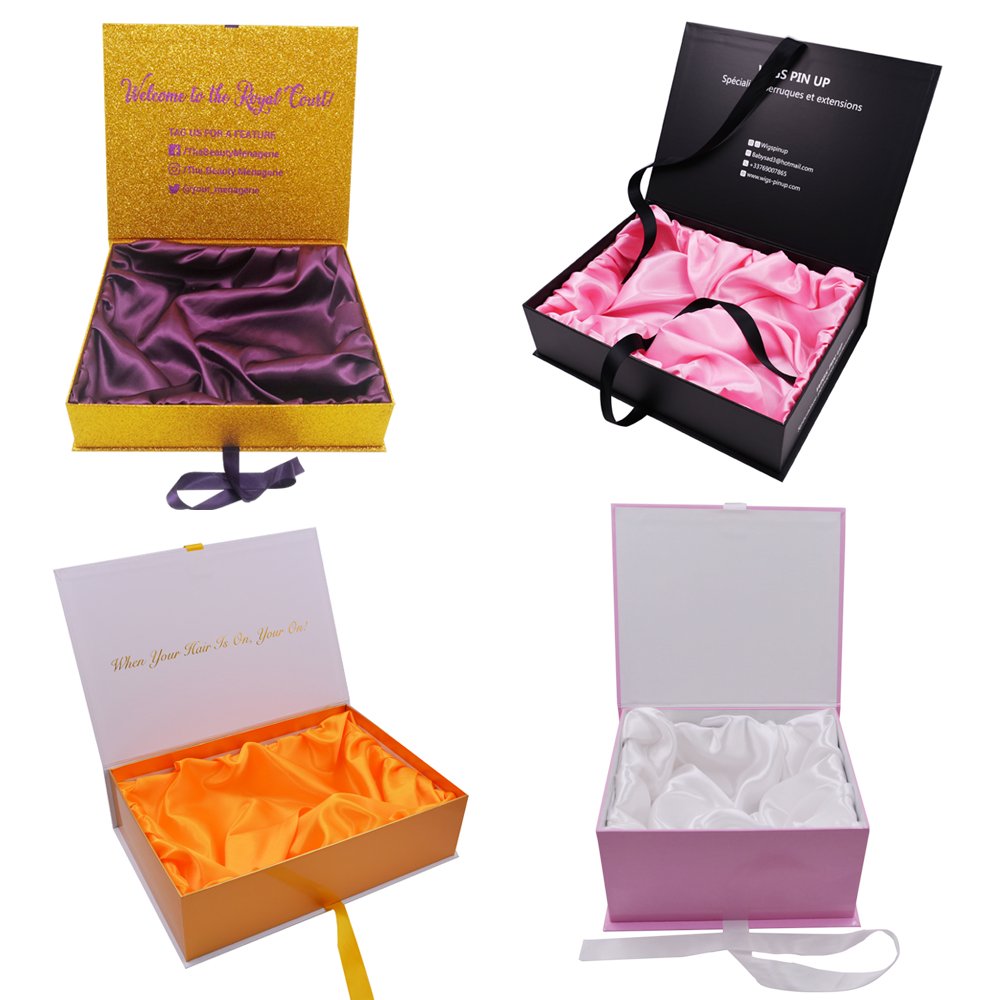 2024 New Kp SkinCare Deluxe Gift Box with Satin Cream Packaging Box Custom Nail Polish Cardboard Storage Box for Hair Bundles