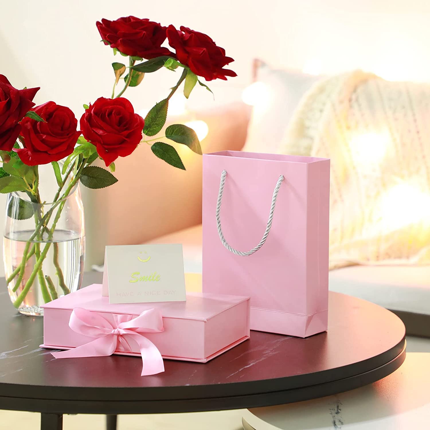 Hot selling pink gift paper box flip hardcover packaging custom print logo recycle paper boxes