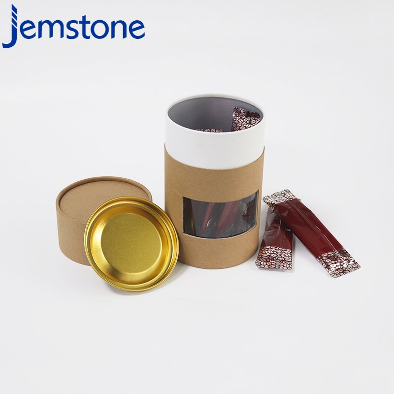 Biodegradable Recyclable Food Kraft Cardboard Cylinder Coffee Paper Tubes Box Packaging With Window