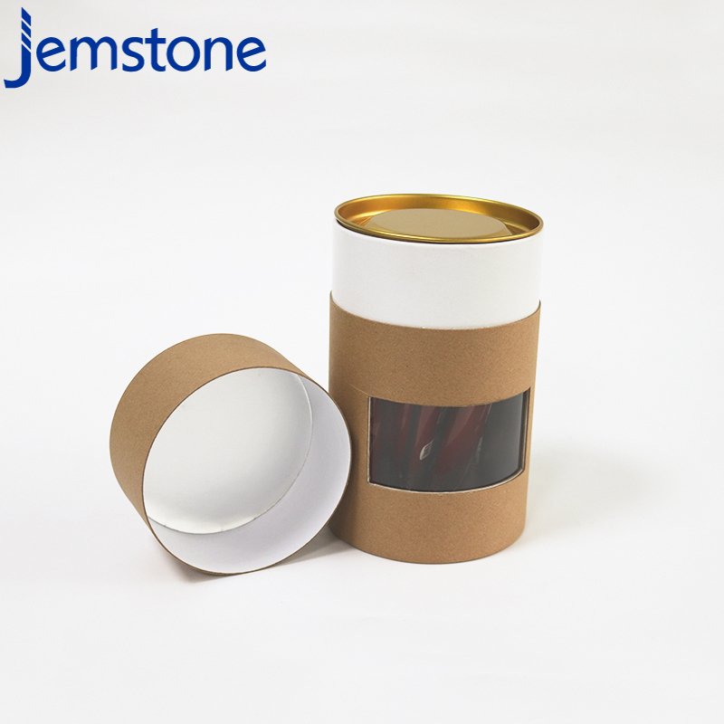 Biodegradable Recyclable Food Kraft Cardboard Cylinder Coffee Paper Tubes Box Packaging With Window