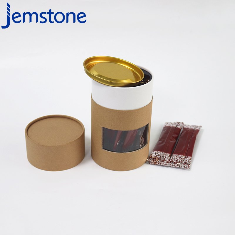 Biodegradable Recyclable Food Kraft Cardboard Cylinder Coffee Paper Tubes Box Packaging With Window