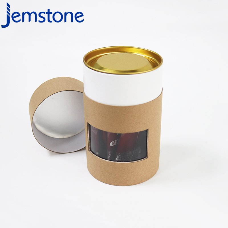 Biodegradable Recyclable Food Kraft Cardboard Cylinder Coffee Paper Tubes Box Packaging With Window