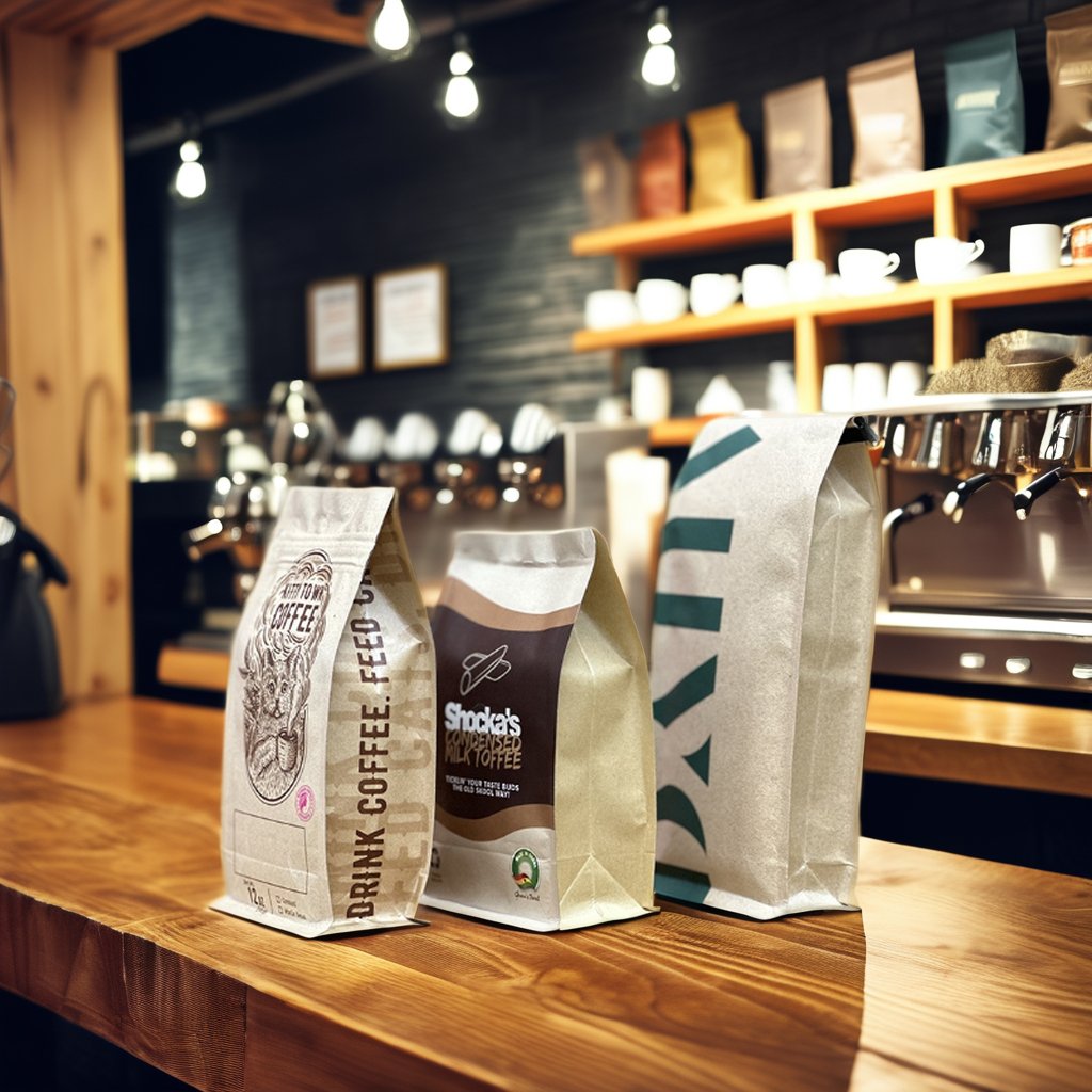 AT PACK Eco-Friendly Kraft Paper Coffee Beans Packaging Bags With Tin Tie 250g 500g 1KG Paper Coffee Bags With Valve And Zipper