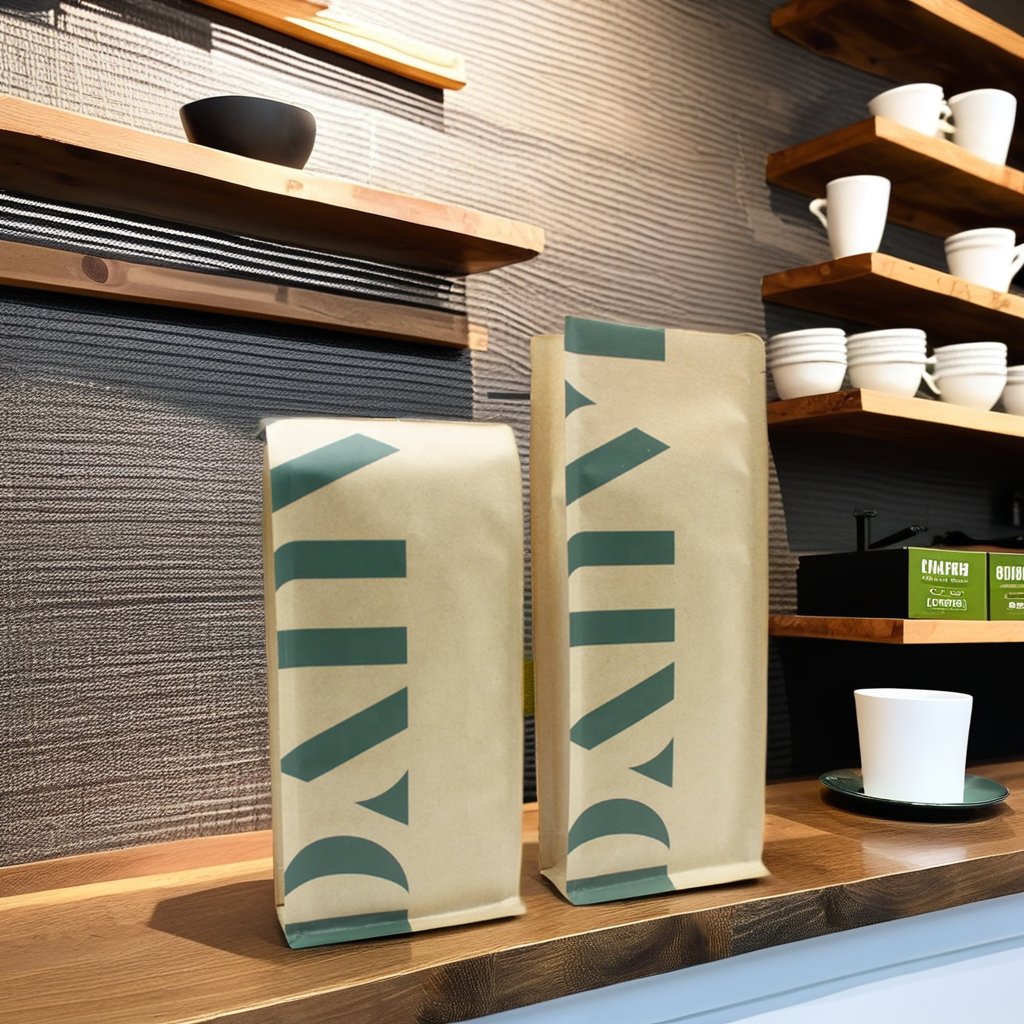 AT PACK Eco-Friendly Kraft Paper Coffee Beans Packaging Bags With Tin Tie 250g 500g 1KG Paper Coffee Bags With Valve And Zipper
