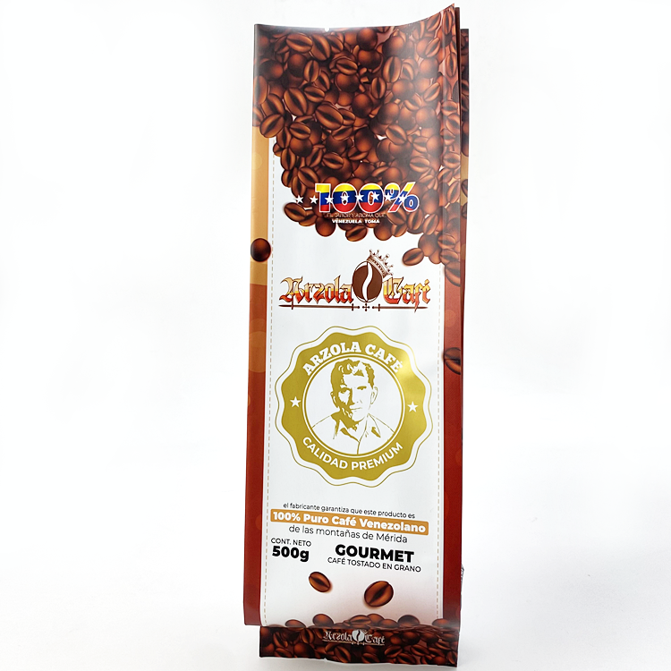 Custom Cafe Tea Food Packaging Flat Bottom Custom Printed Various Styles Coffee Bags With Valve