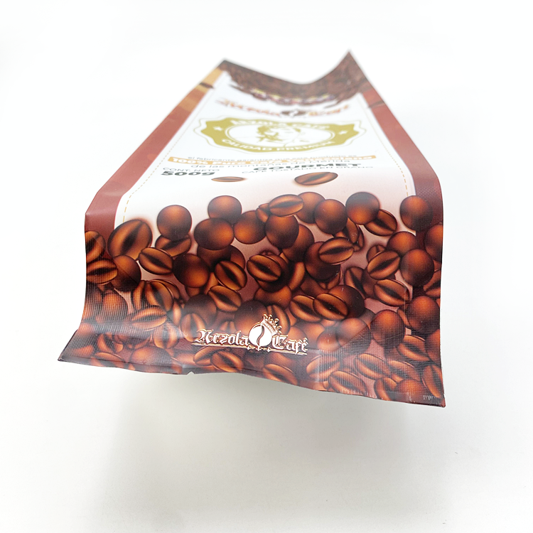 Custom Cafe Tea Food Packaging Flat Bottom Custom Printed Various Styles Coffee Bags With Valve