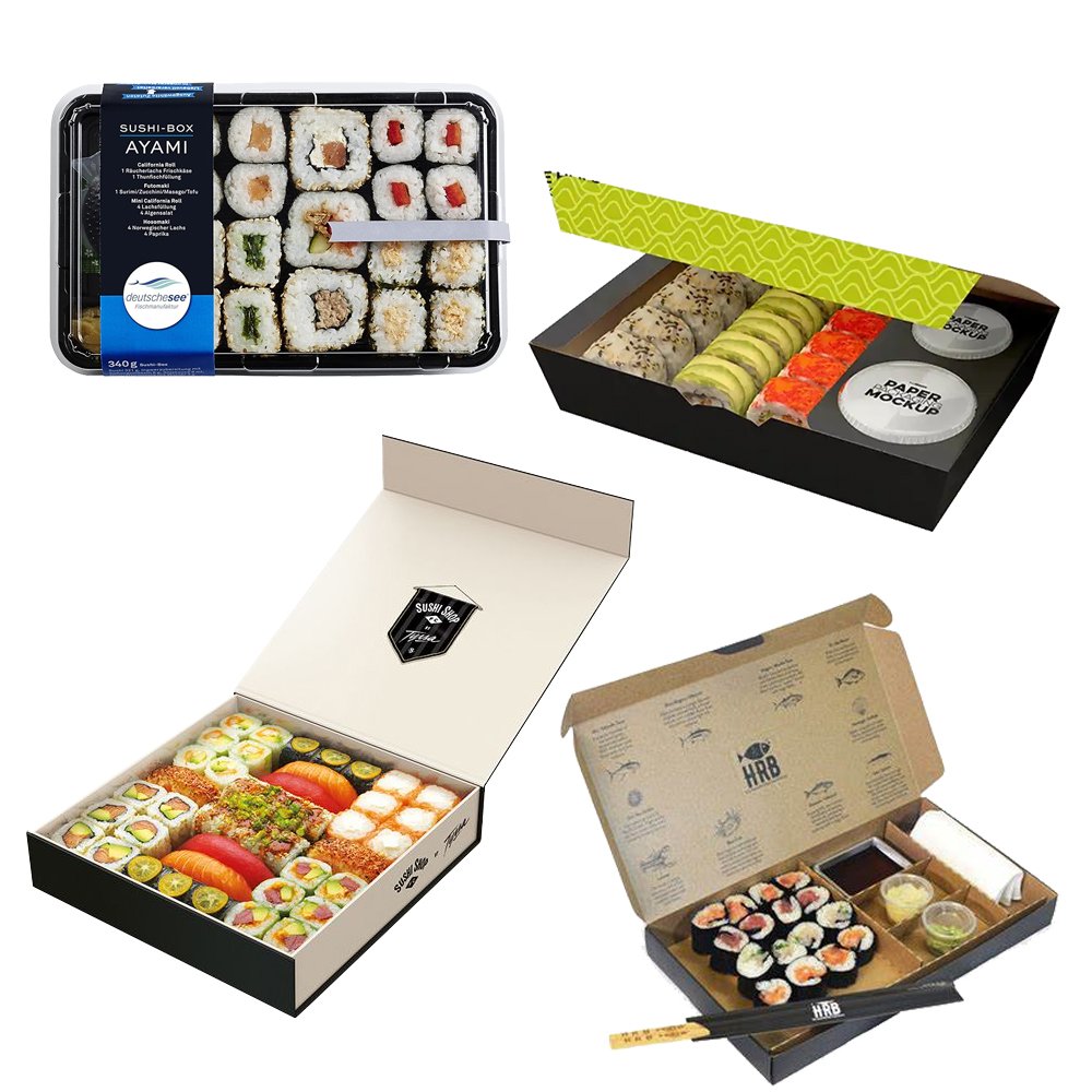 Customized Logo Printing Japanese Food Grade Paper Box Sushi Takeaway Box Disposable Take Out Sushi sashimi Packaging Boxes