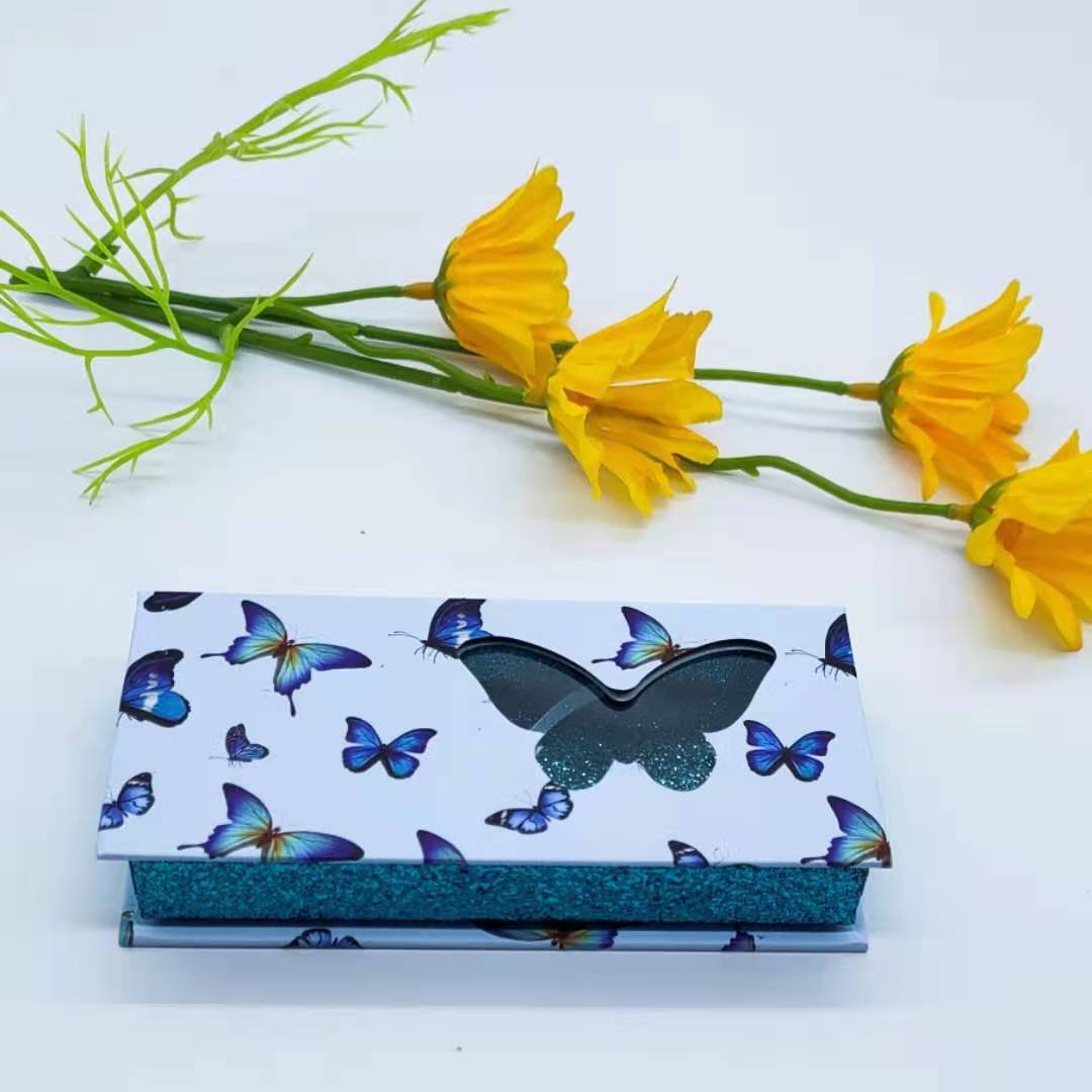 Logo printed paper lash boxes custom glitter eyelash packaging with Low MOQ empty eyelash boxes custom logo packaging