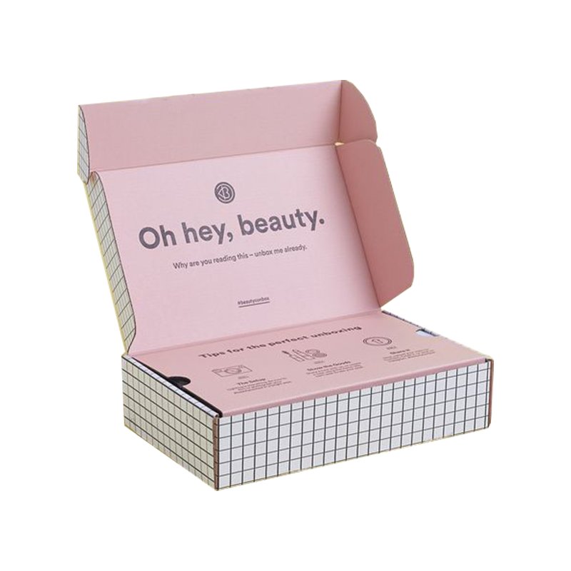 Custom Logo White Pink Corrugated Carton Box Mailer Shipping Box Apparel Packaging For Dress Cloth Underwear Shirt Mail Gift Box