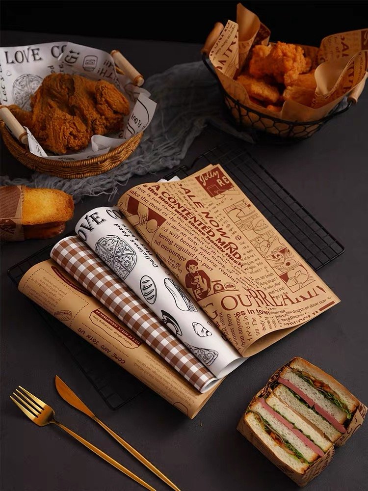 Burger French Fries Chicken Sandwich Wrapping Paper For Packaging Burger Wrapping Paper Sandwich Paper