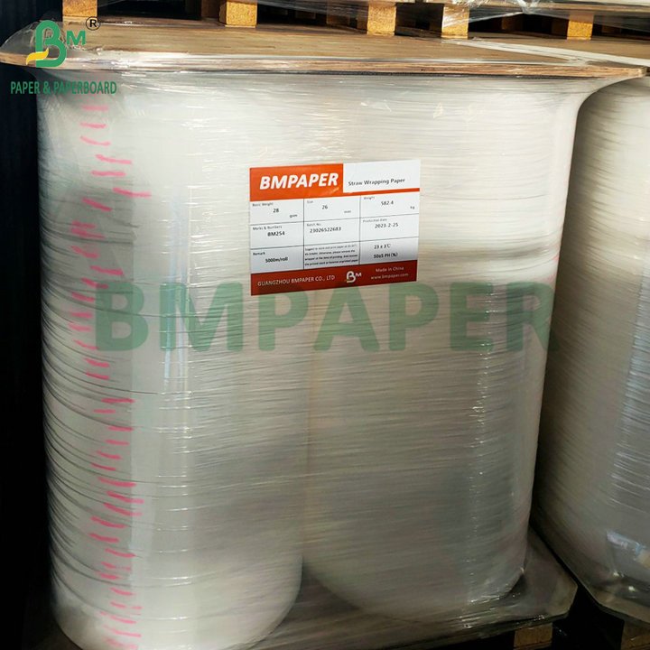 26mm x 5000meters 28gsm Straw Pack Paper For Wrapping Plastic Straws