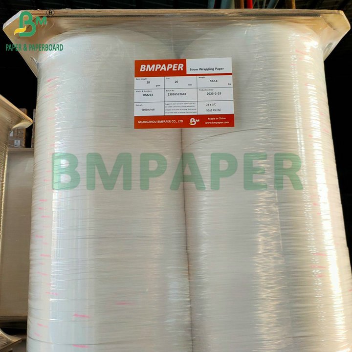 26mm x 5000meters 28gsm Straw Pack Paper For Wrapping Plastic Straws