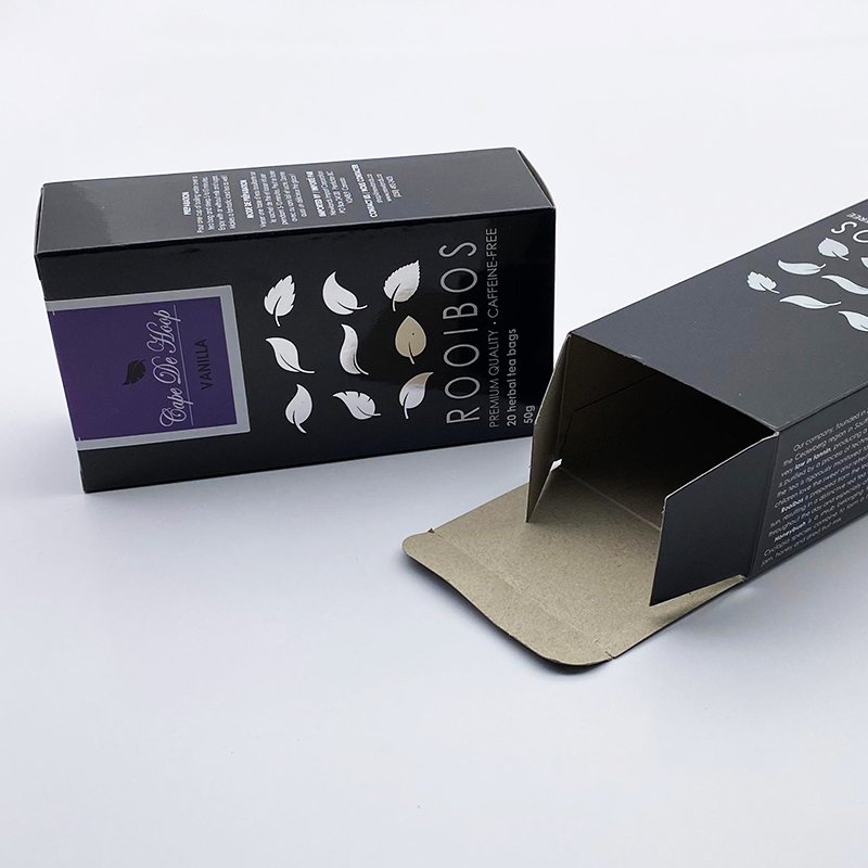 Directly Factory Silver Foil Logo Custom Full Color Tuck Folding Packaging Boxes Coated Paper Luxury Foldable Tea Paper Box