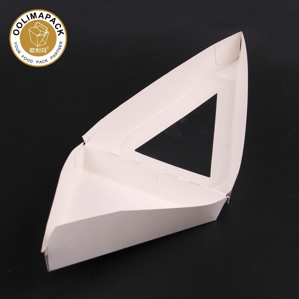 Triangle cake box,white bakery box with window,triangle sandwich box for packaging