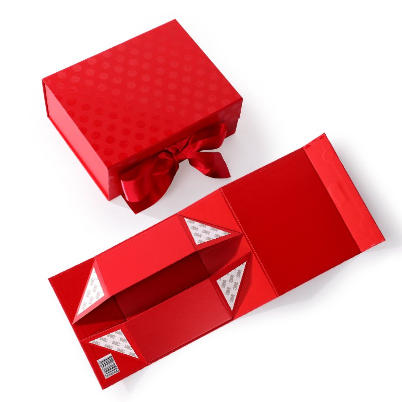 Custom Magnetic Closure Subscription Gift Box Flat Folding Paper Packaging magnetic gift box with ribbon
