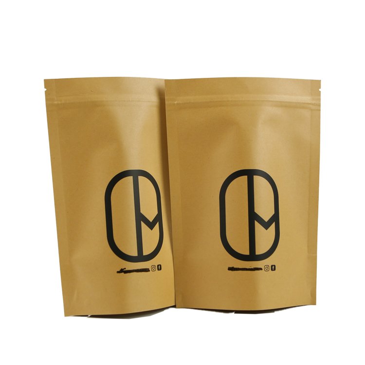 Doypack Ziplock Brown White Kraft Craft Paper Standing Up Pouches Food Powder Tea Coffee Packaging Zipper Bags