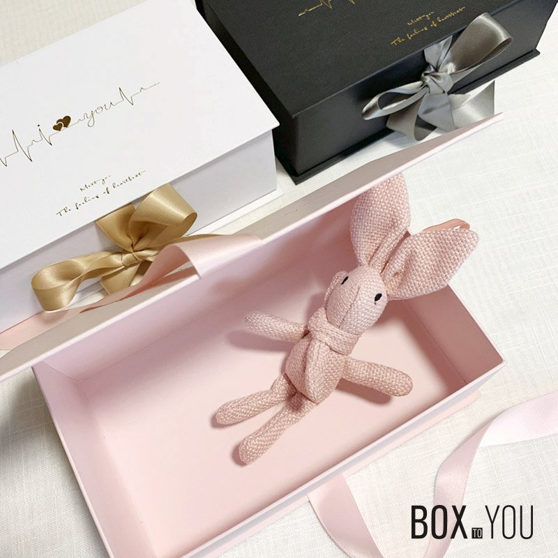 Luxury Flat Pack Folding Cardboard Paper Pink Box Ribbon Closures Book Shaped Foldable Packaging Gift Boxes With Magnetic Lid