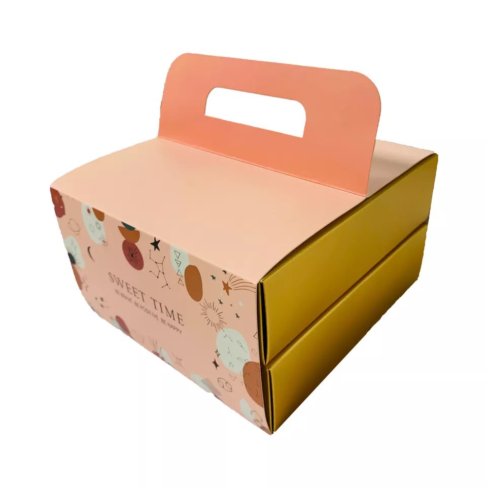 Design Portable Exquisite Colored Food Corrugated Cake Gift Boxes Hot Selling New Coated Paper Packing Box Custom Made Deyibao