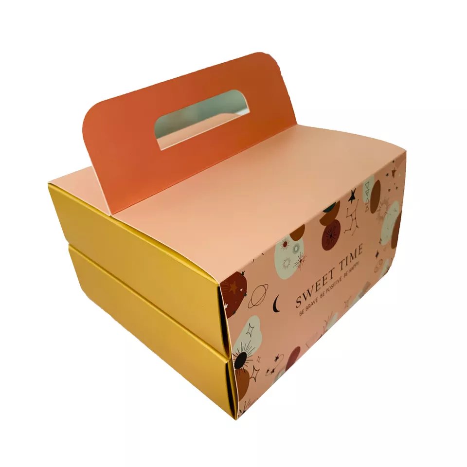 Design Portable Exquisite Colored Food Corrugated Cake Gift Boxes Hot Selling New Coated Paper Packing Box Custom Made Deyibao
