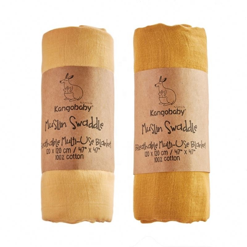 Factory Custom Printed Logo Kraft Paper Sleeve Muslin Swaddle Blankets Packaging Baby
