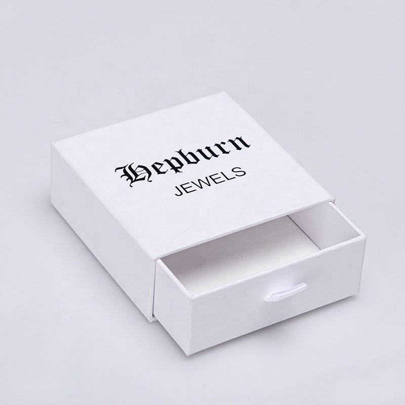 Recycled Cardboard Eco Custom Logo Wholesale Paper Empty Pull Out Sliding White Black Jewelry Box