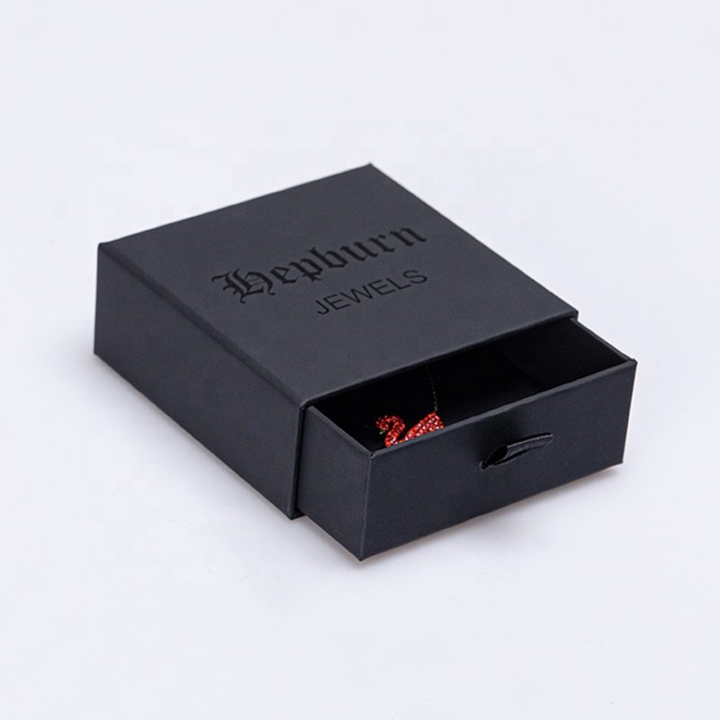 Recycled Cardboard Eco Custom Logo Wholesale Paper Empty Pull Out Sliding White Black Jewelry Box