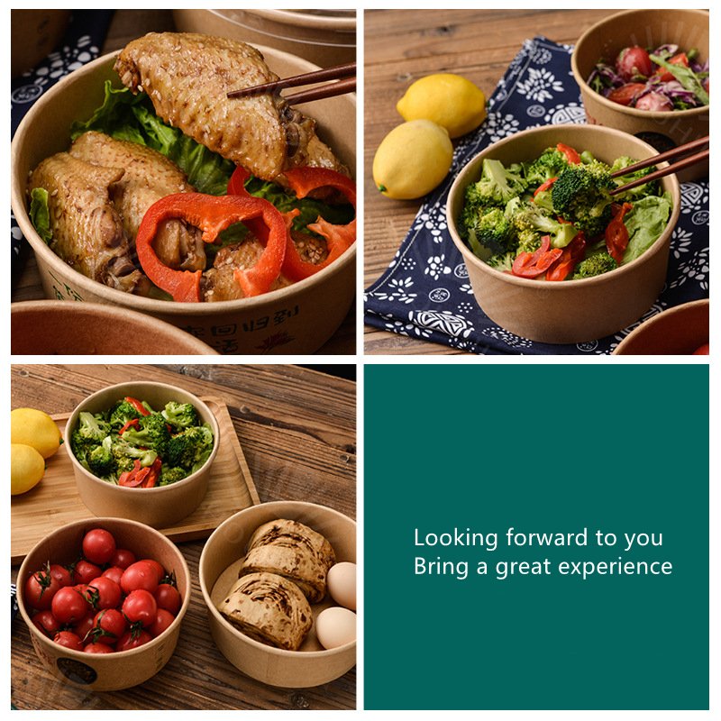 Custom Printing Food Packing Box Container Salad Bowls Kraft Paper Bowl