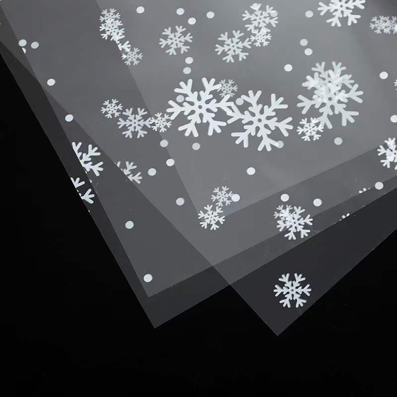 Flower Gift Craft Transparent Cello Wrapping Paper Roll Sheet Christmas Snowflake Waterproof Cellophane Wrapping Paper