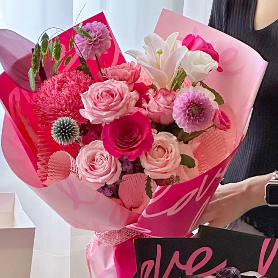 2024 new Valentine's Day wedding limited LOVE waterproof laminating Fein paper bouquet gift flower wrapping paper