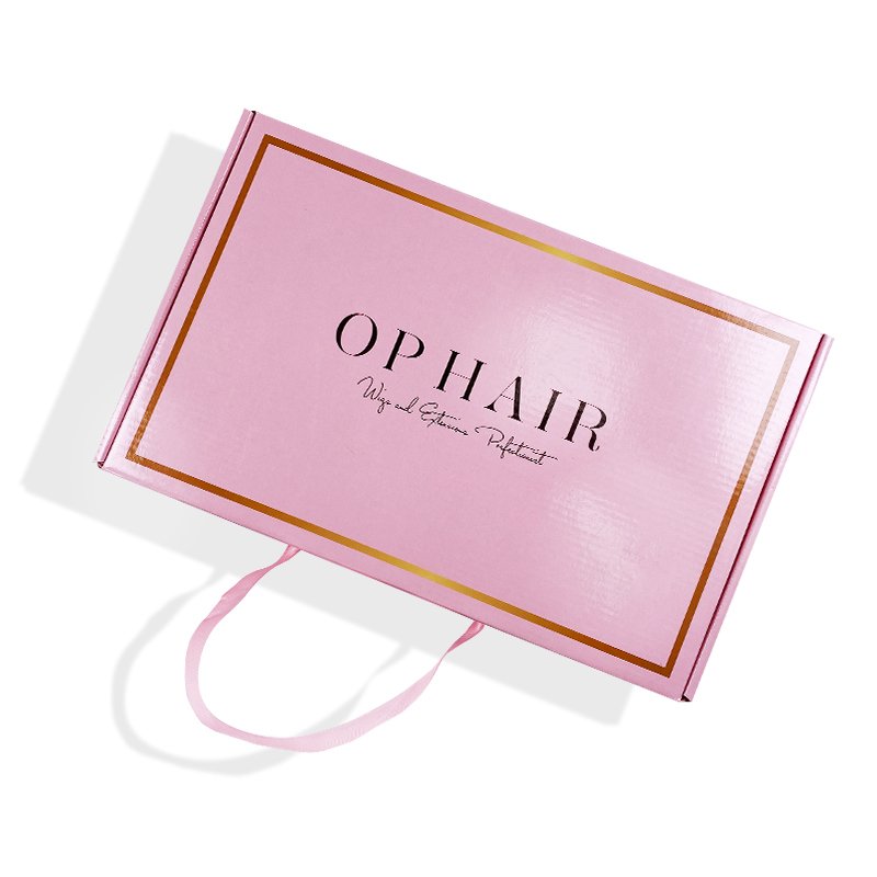 premium custom pink color corrugated paper shipping paper boxes with ribbon handle