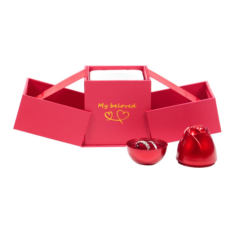 Popular Fancy Paper Flower Roses Shipping Jewelry Gift Packaging Lifting Boxes