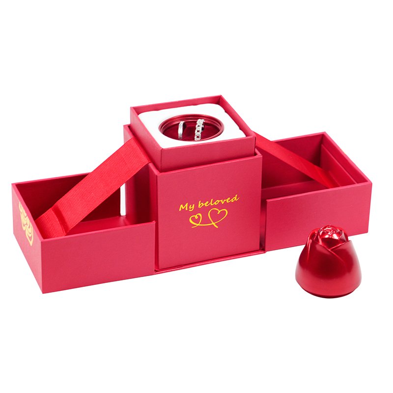 Popular Fancy Paper Flower Roses Shipping Jewelry Gift Packaging Lifting Boxes