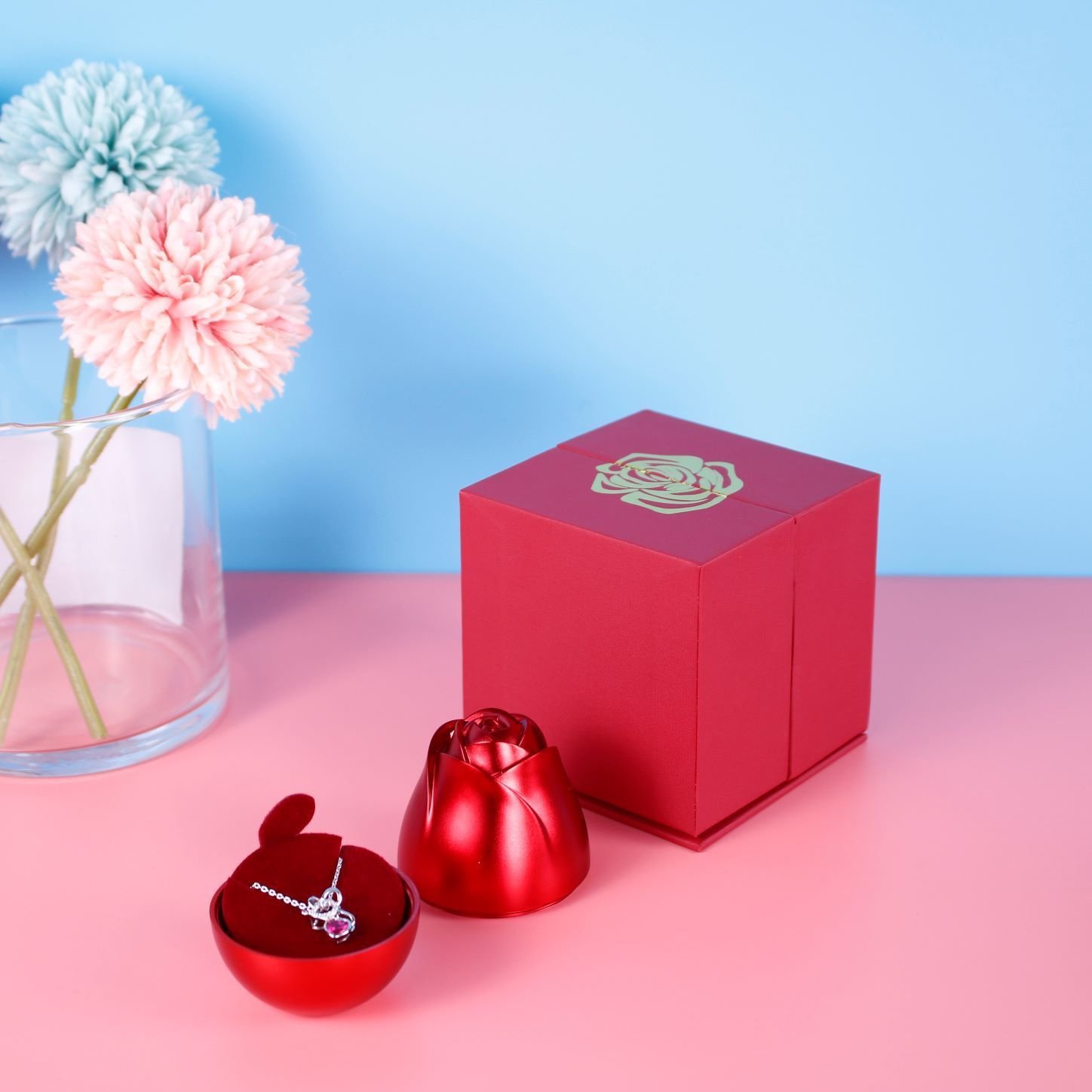 Popular Fancy Paper Flower Roses Shipping Jewelry Gift Packaging Lifting Boxes