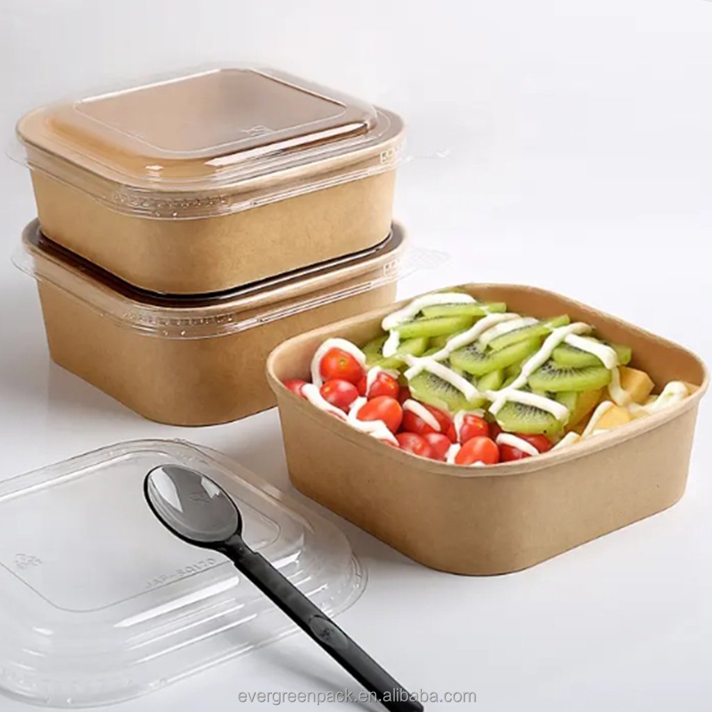 Hot Sale Custom Takeout Popular Fast Food Disposable Takeaway Packaging Recyclable Kraft Paper Food Container