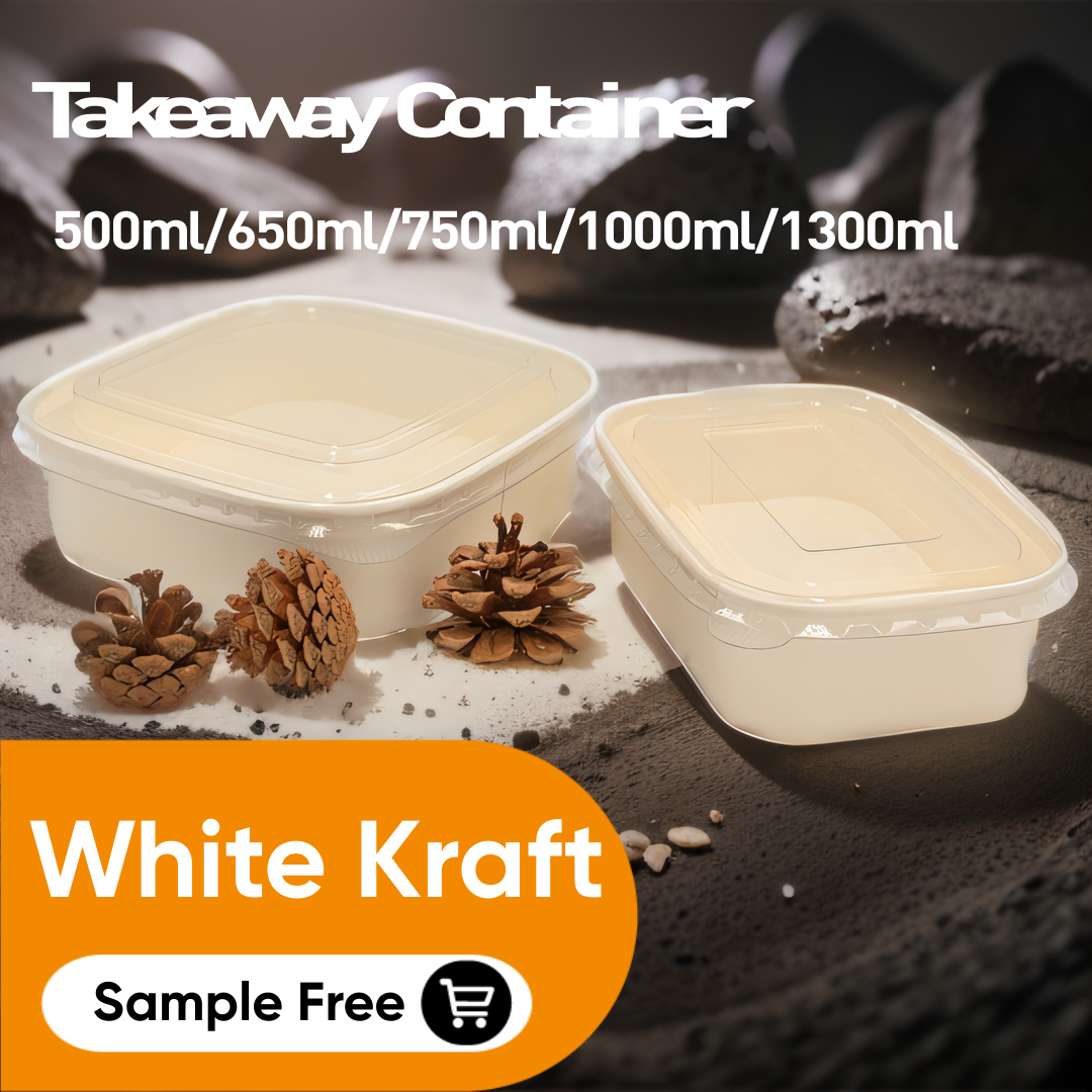 Hot Sale Custom Takeout Popular Fast Food Disposable Takeaway Packaging Recyclable Kraft Paper Food Container